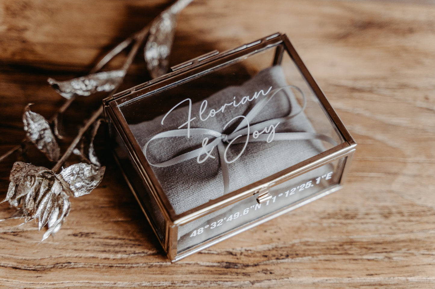 Ringkissen für Ringkästchen Grau | zur Hochzeit personalisiert | Ringbox Kissen