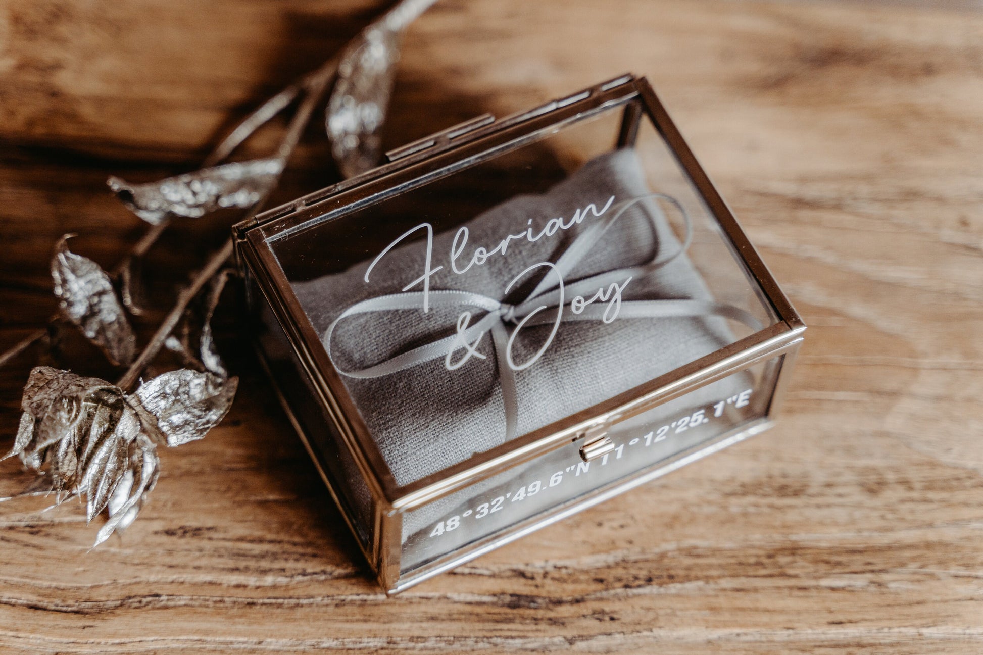 Ringkissen für Ringkästchen Grau | zur Hochzeit personalisiert | Ringbox Kissen