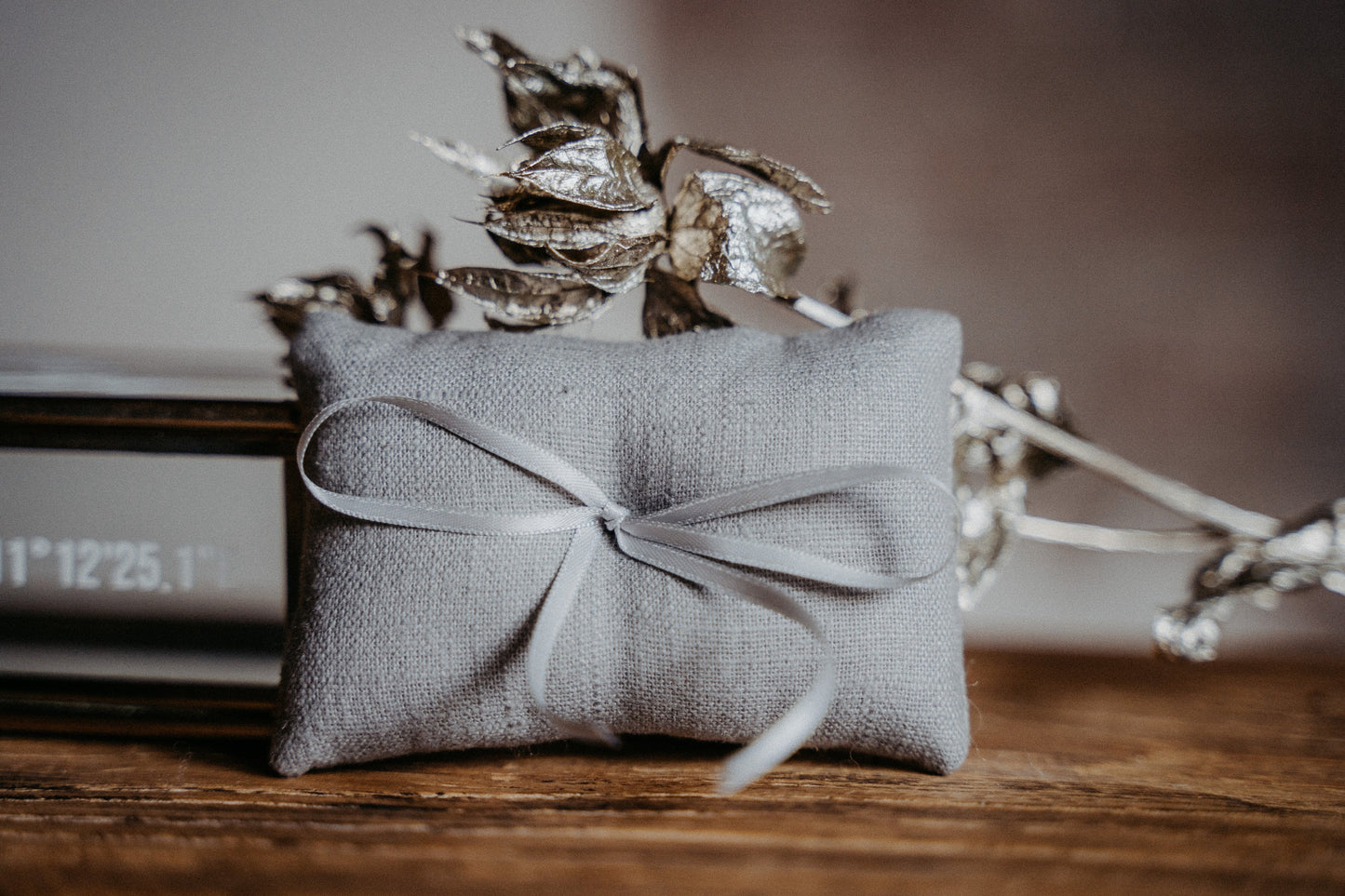 Ringkissen für Ringkästchen Grau | zur Hochzeit personalisiert | Ringbox Kissen