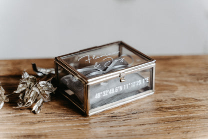 Ringkästchen Silber | Ringbox aus Glas Eckig | zur Hochzeit personalisiert