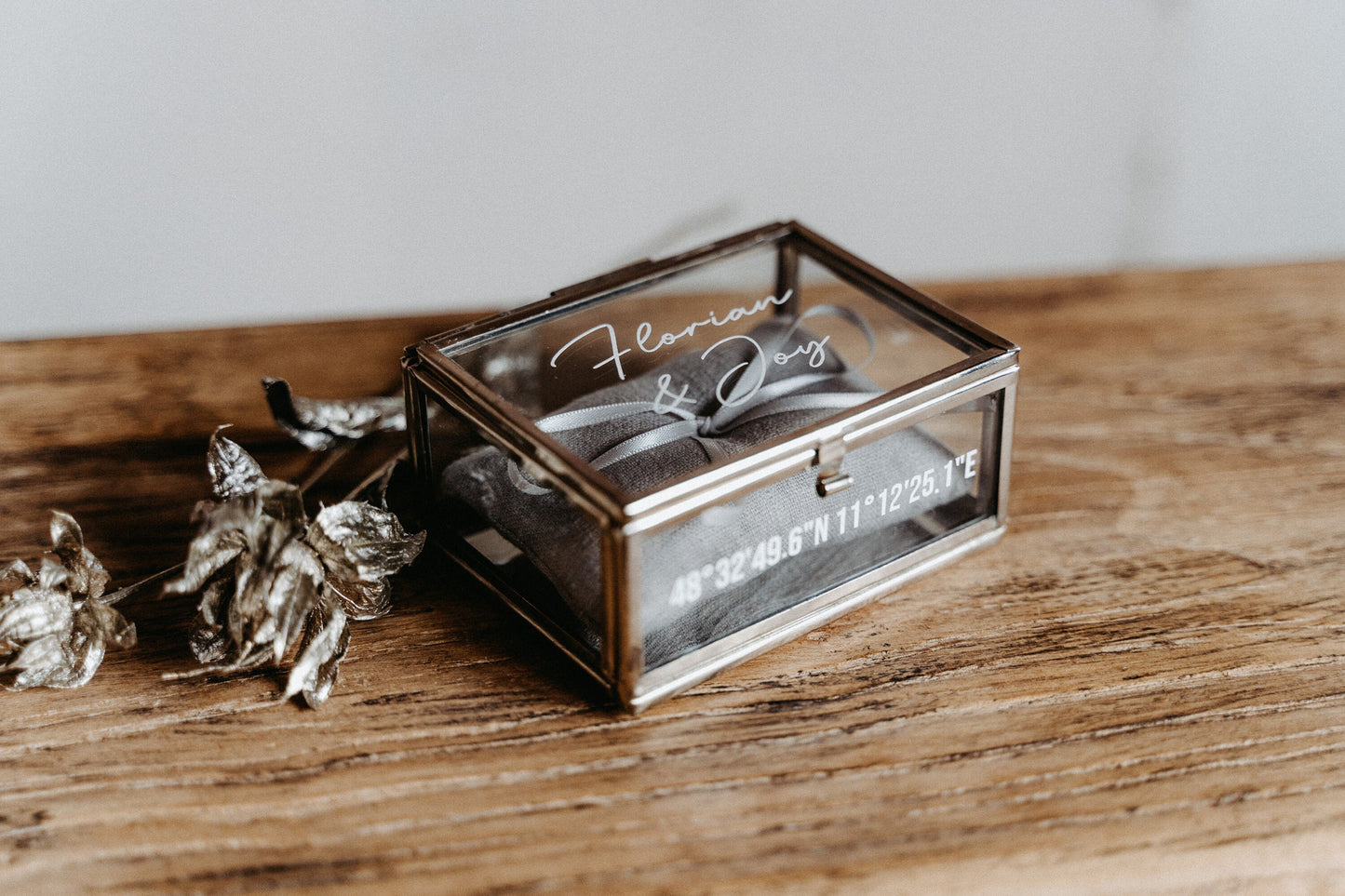Ringkissen für Ringkästchen Grau | zur Hochzeit personalisiert | Ringbox Kissen