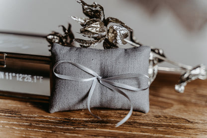 Ringkästchen Silber mit grauem Kissen | Ringbox aus Glas Eckig | zur Hochzeit personalisiert