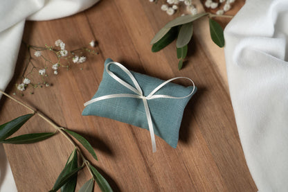 Ringkissen für Ringbox | Hochzeit personalisiert | Seidenband, verschiedene Farben | Handgemachtes Kissen für Eheringe