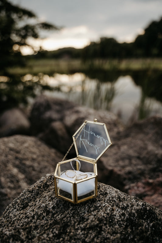 Ringkästchen Sechseckig Gold mit Personalisierung